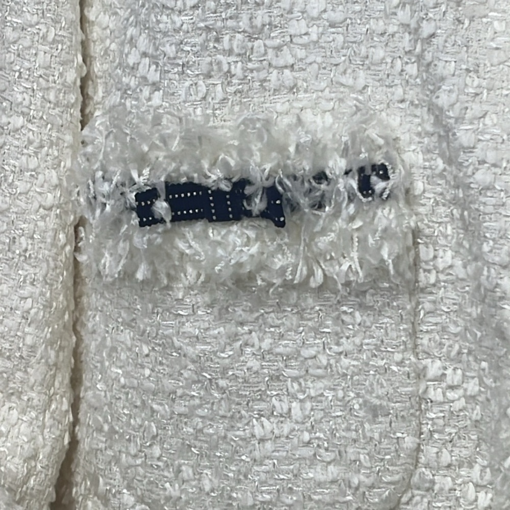 ESCADA VINTAGE COAT WHITE NAVY GROSGRAIN BOW TRIM VINTAGE 2002 WITH TAGS - Picture 12 of 16